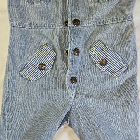 Vintage Playtown Denim Jumpsuit Long Sleeve 1980s Unisex Size 3T Jean Blue - Picture 13 of 16